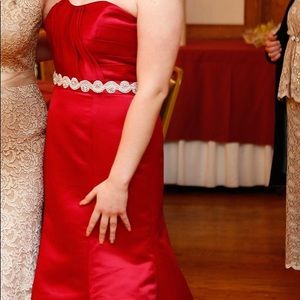 BARI JAY Evening Mermaid Gown. Custom Swarovski Belt Sewn in. Size US 10.